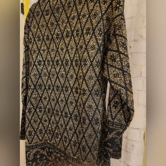 Vintage VG 1980's Pierre Cardin Blk/Gold Lurex Knit A-Line Mini Dress Sz.S USA - Picture 8 of 8